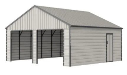 Garage in Metallo Robusto 700x670cm con Tetto a Doppio Spiovente